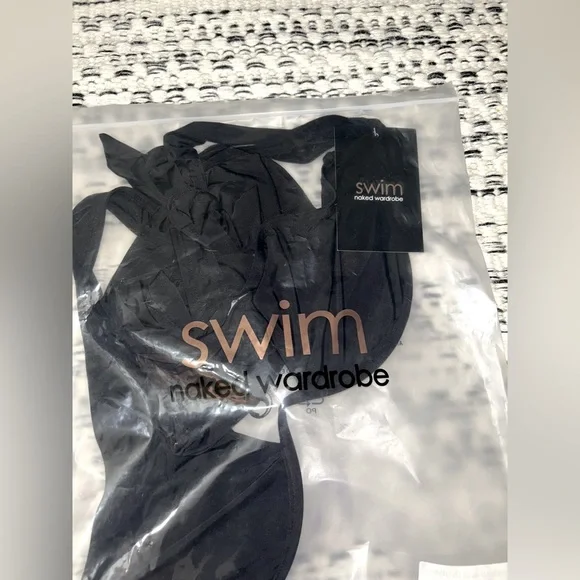 🆕 2/$75 NWT Naked Wardrobe | 2 Piece Underwire Halter Bikini | Black | Large - Picture 5 of 10